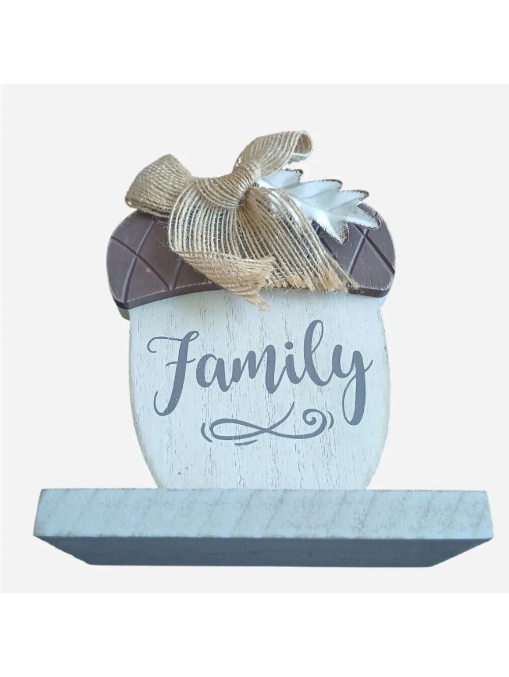 Farmhouse Wood Family Acorn Table Block Tabletop Sign Autumn Thanksgiving Decor